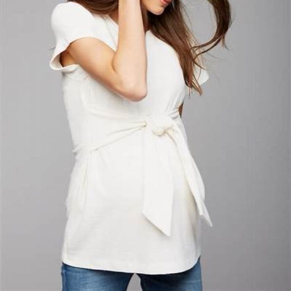 A Pea in the Pod Tops - Pea in the Pod Tie Front Textured Maternity Top